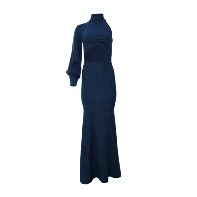 Adiba Women's Galaxy Blue Shoulder Long Dress