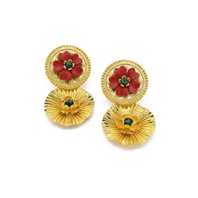 Adiba Women's Gold Amaryllis Handmade Drop Earring