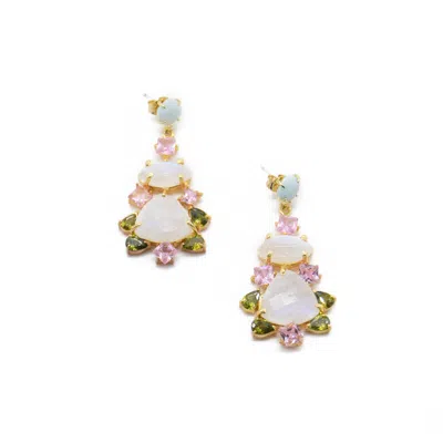 Adiba Women's Gold Amazonite & Natural Moonstone Gemstones Earring