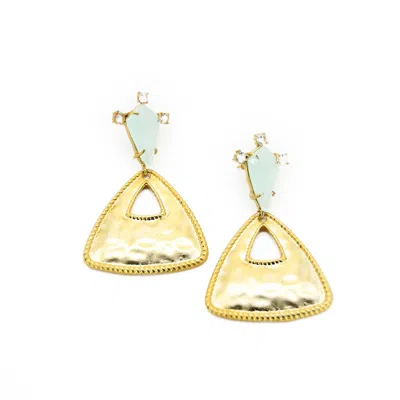 Adiba Women's Gold Aqua Handmade Drop Earring