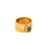 Adiba Women's Gold / Black Coal Black Gold Plated Stainless Steel Chunky Ring