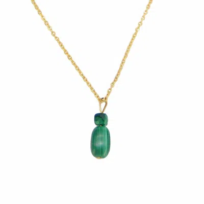 Adiba Women's Gold / Green Maranta Handmade Necklace