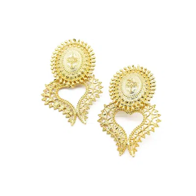 Adiba Women's Gold Lamprocapnos Handmade Drop Earring