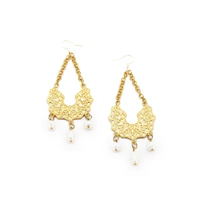 Adiba Women's Gold Primrose Handmade Drop Earring