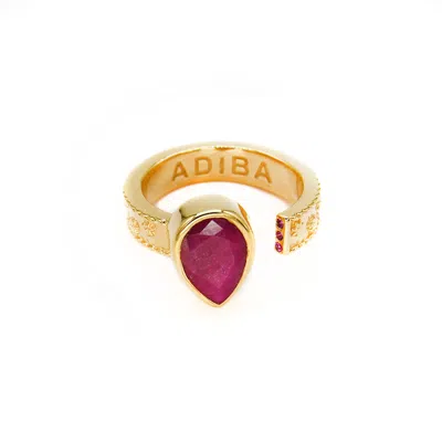 Adiba Women's Gold / Red Resizable Gold Ruby Vermeil Ring