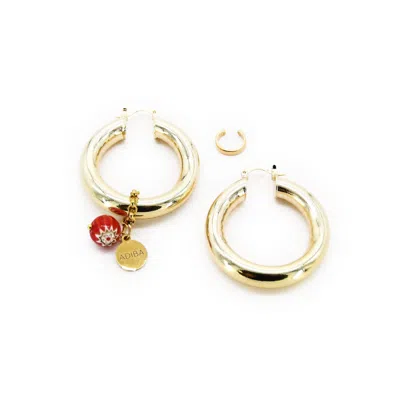 Adiba Women's Gold The Hoop Stone Set