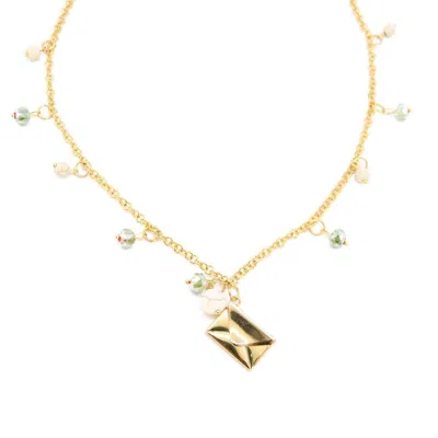 Adiba Women's Gold The Love Letter Pendant Handmade Necklace