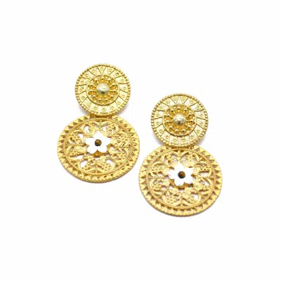 Adiba Women's Gold Tiger Eye Floral Handmade Drop Earring