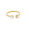 Adiba Women's Gold / White Double Pearl Gold Plated Stainless Steel Ring