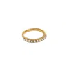 Adiba Women's Gold / White Line Of Pearls Gold Plated Stainless Steel Ring