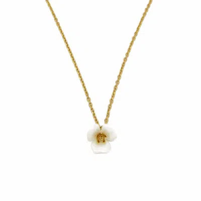 Adiba Women's Gold / White Mandevilla Handmade Necklace