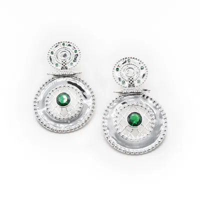 Adiba Women's Green / Silver Silver Emerald Green  Earrings