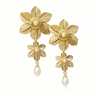 Adiba Women's Magnolia Bloom Gold Drop Earring