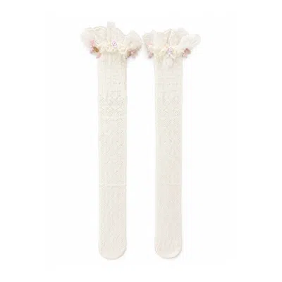 Adiba Women's Neutrals Rosabelle Ivory Lace Socks In White