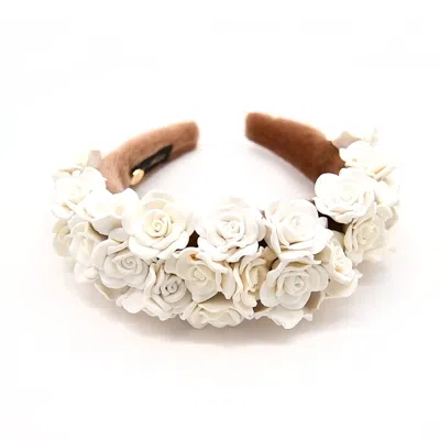 Adiba Women's Orange / White Dusty Rose Floral Vanilla Headband In Multi