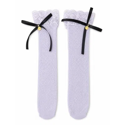 Adiba Women's Purple Lavender Noir Lace Charm Socks