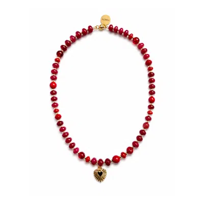 Adiba Women's Red Crimson Reverie Necklace In Yellow