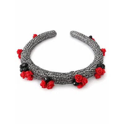 Adiba Women's Red Scarlet Garden Headband In Gray