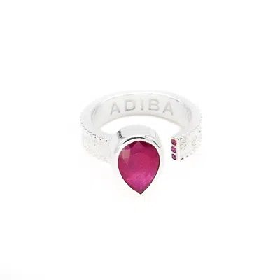 Adiba Women's Red / Silver Silver Ruby Resizable Ring In Red/silver