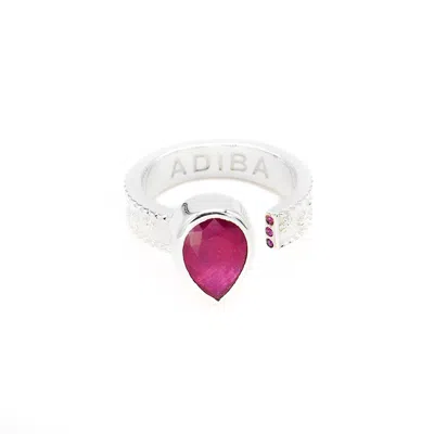 Adiba Women's Silver / Pink / Purple Silver Resizable Ruby Ring In Metallic