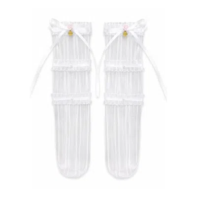 Adiba Women's White Cherie Lace Socks