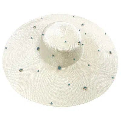Adiba Women's White Morning Blue Handmade Hat In Neutral