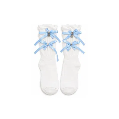 Adiba Women's White Sunday Belle Bow Socks