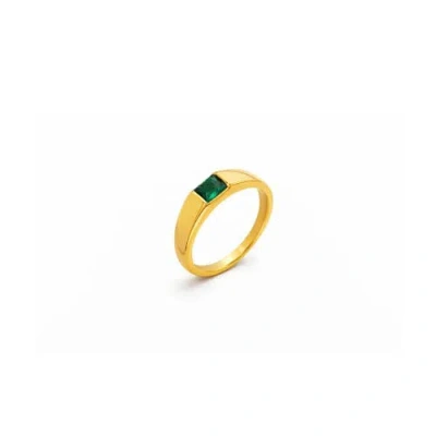 Adiba Zenith Stainless Steel Ring In Gold