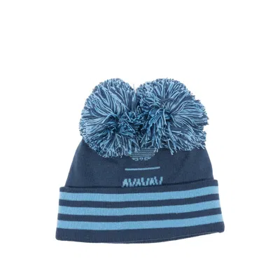 Adidas By Avavav X Avavav Pom Pom-detail Ribbed Beanie Hat In Blue
