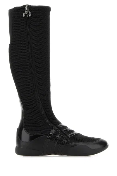 Adidas By Miaou Black Mesh And Leather Mini Boots For Women