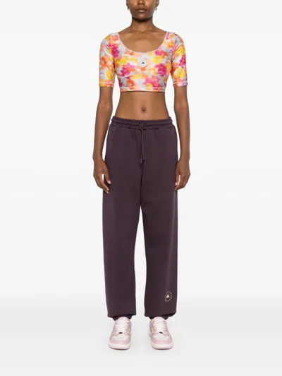 Adidas By Stella Mccartney Abstract-print Crop Top In Pink