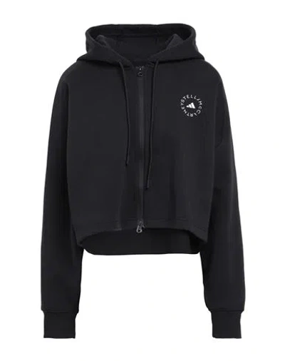 Adidas By Stella Mccartney Sportswear Cropped Hoodie Woman Sweatshirt Bla In Black