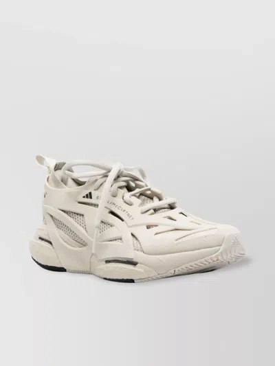 Adidas By Stella Mccartney Almond Toe Mesh Panelled Running Sneakers In White