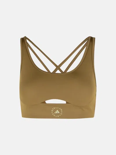 Adidas By Stella Mccartney Army Polyester Blend Top In Brown