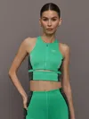 Adidas By Stella Mccartney Zip-front Cropped Top In Green