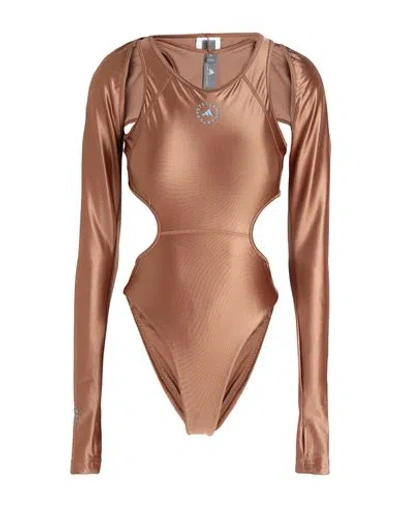 Adidas By Stella Mccartney Asmc Sh Leotard Woman Bodysuit Camel Size S Recycled Polyamide, Elastane In Brown