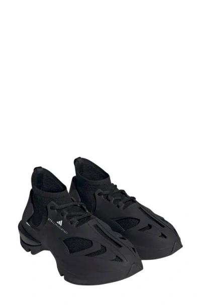 Adidas By Stella Mccartney Tonal Caged Knit Runner Sneakers In Black