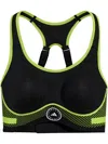 Adidas By Stella Mccartney Truepace Logo-print Recycled Stretch-jersey Sports Bra In Black  