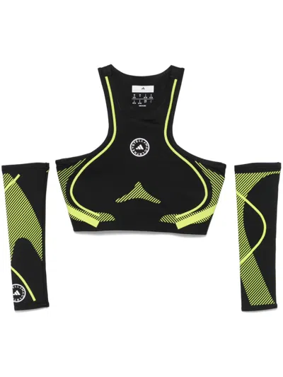 Adidas By Stella Mccartney Asmc Tpa Cr Sports Bra And Sleeves Set In Black