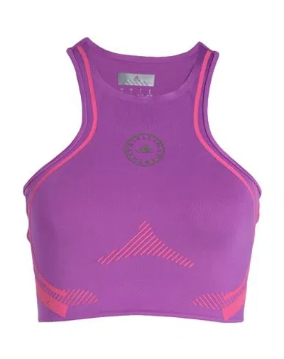 Adidas By Stella Mccartney Asmc Tpa Running Crop Woman Top Mauve Size S Recycled Polyester, Recycled In Purple