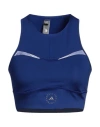 Adidas By Stella Mccartney Asmc Tpr Crop Woman Top Blue Size L Recycled Polyester, Recycled Elastane