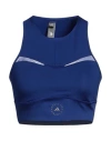 Adidas By Stella Mccartney Asmc Tpr Crop Woman Top Blue Size M Recycled Polyester, Recycled Elastane In Blue