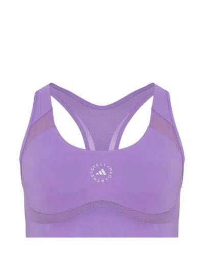 Adidas By Stella Mccartney Logo Printed Training Bra In Purple