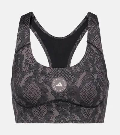 Adidas By Stella Mccartney Asmc Tpr Printed Sports Bra In Gray