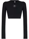 Adidas By Stella Mccartney Truestrength Cutout Cropped Printed Top