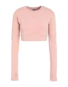 Adidas By Stella Mccartney Asmc Tst Crop L Woman T-shirt Blush Size L Modal, Recycled Polyamide, Ela In Pink