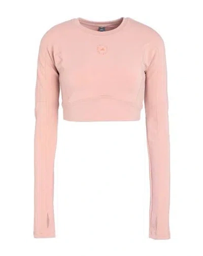 Adidas By Stella Mccartney Asmc Tst Crop L Woman T-shirt Blush Size L Modal, Recycled Polyamide, Ela In Pink