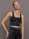 Adidas By Stella Mccartney Two-tone Zipped Crop Tank Top