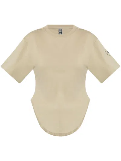 Adidas By Stella Mccartney Logo-print T-shirt In Beige