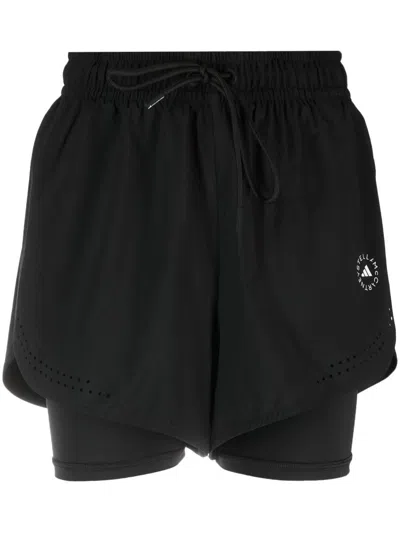Adidas By Stella Mccartney By Stella Mccartney Truepurpose Layered Track Shorts In Black